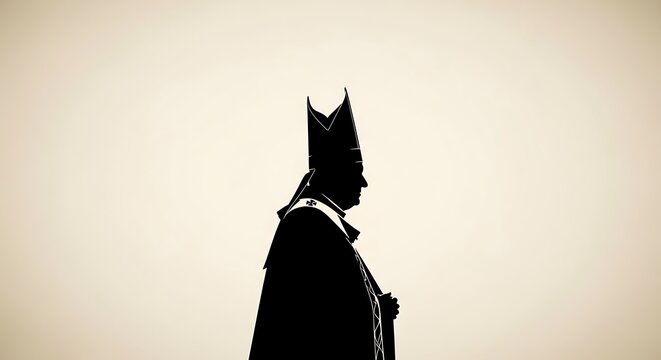 Silhouette of a Bishop - A Study in Religious Authority and Mystery.