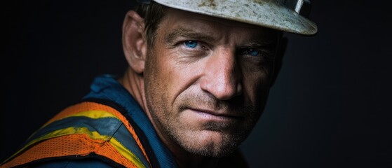 The Construction Worker Portrait with Hard Hat and Reflective Vest