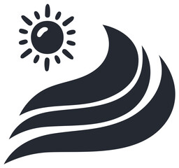 Stylized Sun and Sea Waves Icon Simple Summer Weather and Nature Graphic