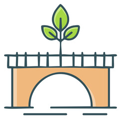 Illustration of a Bridge with a Green Plant Growing Upwards