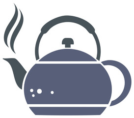 Minimalist steaming kettle icon for hot beverage preparation tea coffee and kitchenware design