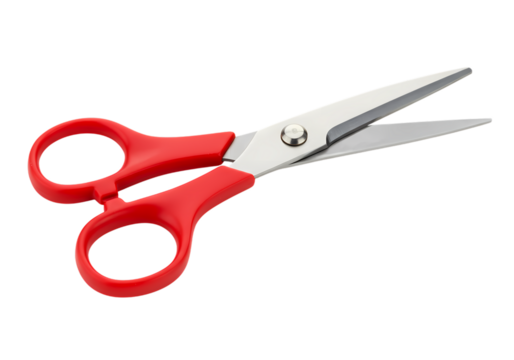 RedHandled Scissors Closeup Product Shot isolated on transparent background