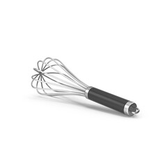 black whisk isolated on transparent background, 3D PNG