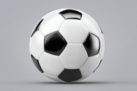 Soccer ball flat icon designed for sports applications, showcasing a classic black and white pattern ideal for digital sports interfaces