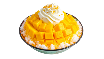 Mango Bingsu with Whipped Cream and Ice Cream, Transparent PNG