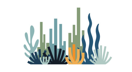 Obraz premium Stylized Seaweed and Coral Reef Illustration with Varied Colors and Shapes.