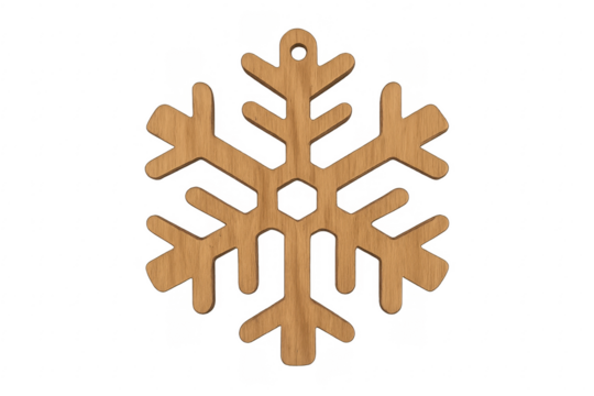 Wooden snowflake decoration representing winter and christmas theme