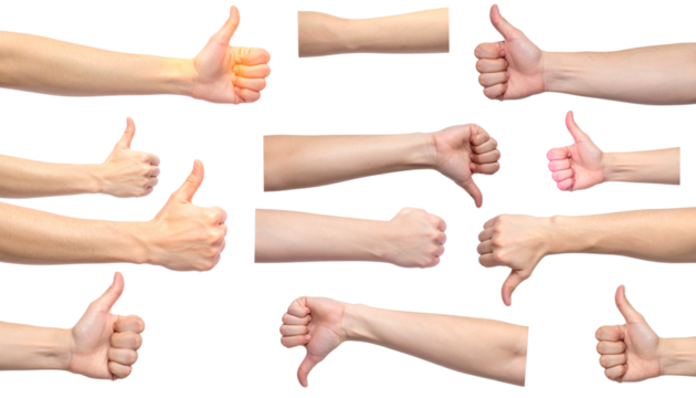 Positive and Negative Hand Gestures Pack, Isolated PNG
