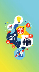 Fototapeta premium Business Strategy and Teamwork Concept Illustration.