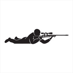 Obraz premium A sniper in prone position aiming