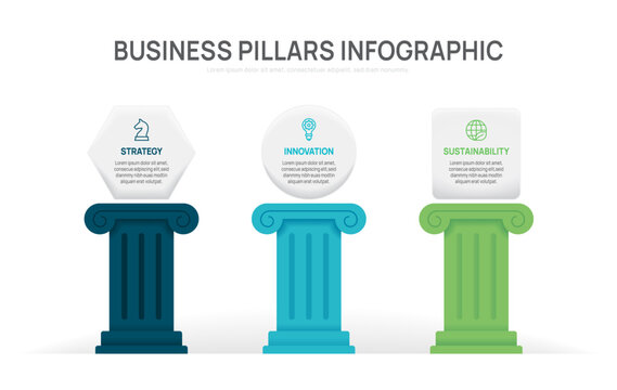 Pillars framework Infographic diagram chart template for business presentation vector illustration.