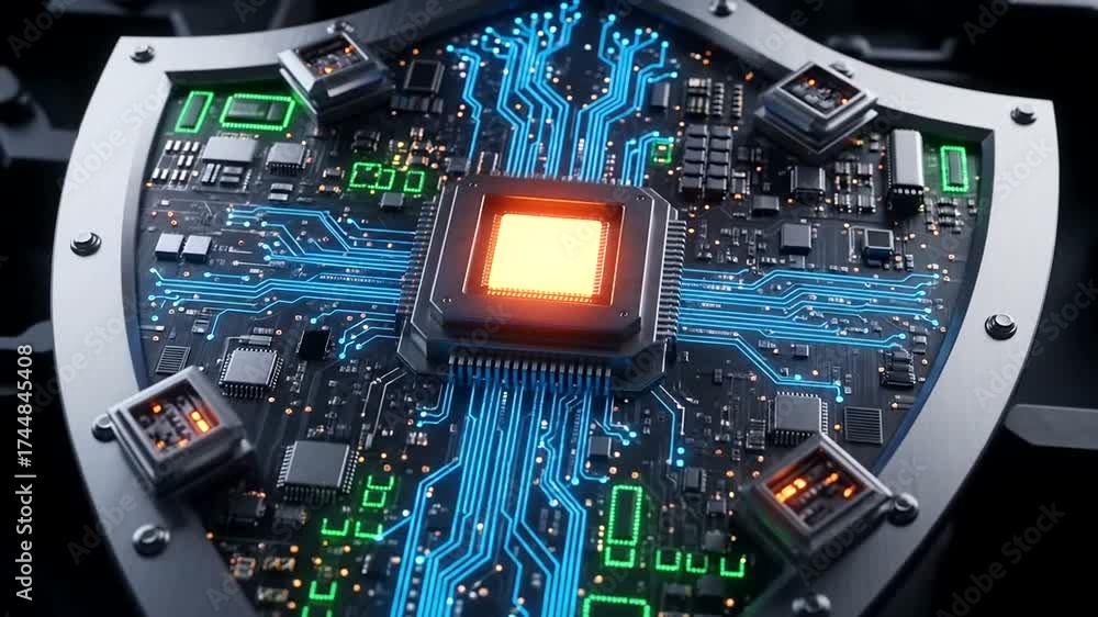 Wall mural cybersecurity shield concept: visualizing data protection and system security measures