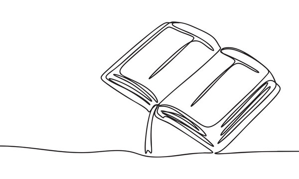 Open Book Single Line Art