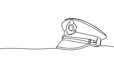 Police Cap Single Line Art