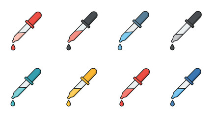 Colorful dropper bottles displaying various shades of liquid solutions