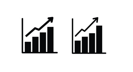 Two black and white graph icons showing upward financial trends