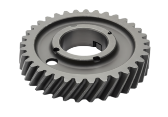 Closeup of a Grey Helical Gear isolated on transparent background