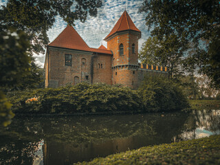 A brick Gothic castle in Oporow, Poland