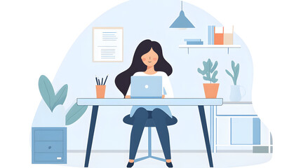 A young female entrepreneur working from home.
