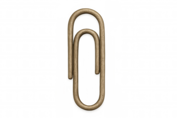 Gold paper clip representing organization, business, education, and office stationery, transparent background