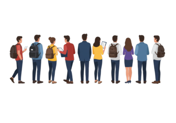 Group of people waiting in line at an event venue