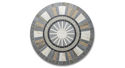 Obraz premium Circular mosaic tabletop with geometric pattern isolated on white background