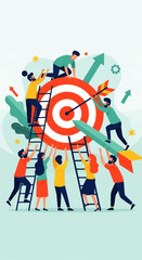 Teamwork Reaching Business Goals Together.