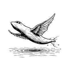 Unique line drawing featuring airplane and bird elements showing creative concept and artistic