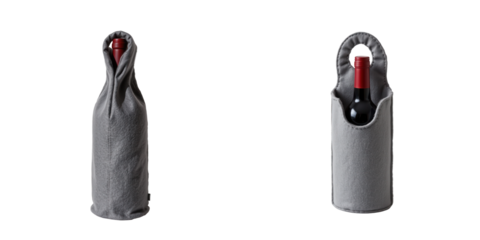 Stylish Wine Bottle Holder in Modern Gray Textile Design