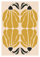 Minimalist poster with abstract art botanical composition in trendy contemporary collage style