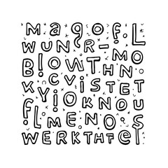 Whimsical Hand-Drawn Letter Collection Against White Backdrop Creating Playful Alphabetical and