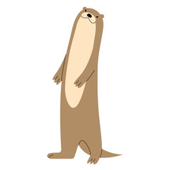 Otter Single 6 cute on a White background, vector illustration.
