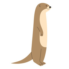 Otter Single 7 cute on a White background, vector illustration.