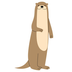 Otter Single 8 cute on a White background, vector illustration.