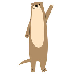Otter Single 11 cute on a White background, vector illustration.
