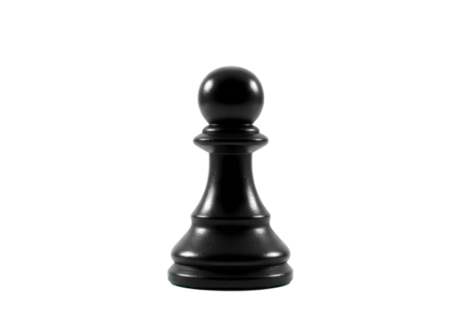 Single Black Chess Pawn Isolated Game Piece on Black Background Perfect for Strategy Game and Competition Concepts isolated on transparent background