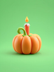 A Festive Halloween Pumpkin with a candle
