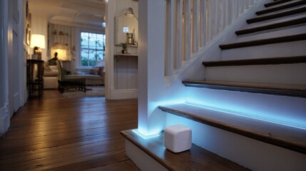 Elevate your home's ambiance with modern stair lighting and smart home automation for a stunning and safe upgrade to your interior design