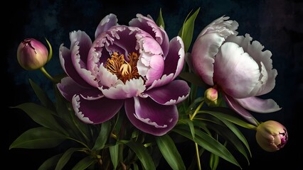 Botanical Dreams Painted Florals on Dark Canvas