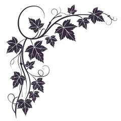 Elegant dark purple vine with swirling tendrils and detailed leaves forming a decorative corner element © Meraj