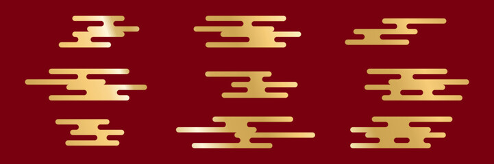 God Japanese simple cloud on red background. Japan cloud motif element ornament