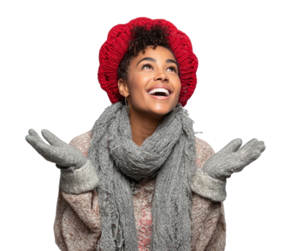 PNG Young woman enjoying winter background smiling looking. - Powered by Adobe