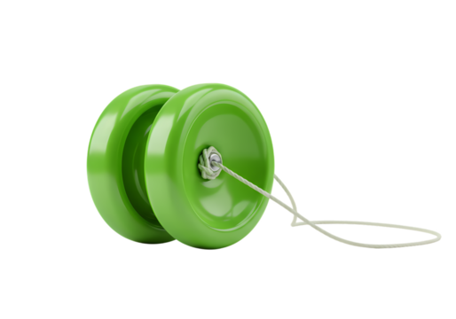 Bright Green Yoyo Toy on Black Background isolated on transparent background