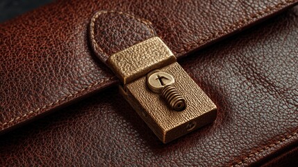 Elegant brown leather briefcase with secure brass lock for professional business travel and secure document transport, offering classic stylish design
