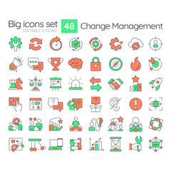 Change management line color icons set. Integrating new vision of organization. Business development. Solutions. Vector illustrations. Simple flat colorful symbols collection. Editable stroke © IMG visuals icons
