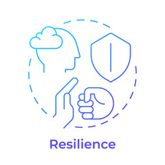 Resilience blue gradient concept icon. Adapt, recover and grow stronger. Emotional and self regulation skills. Round shape line illustration. Abstract idea. Graphic design. Easy to use in article