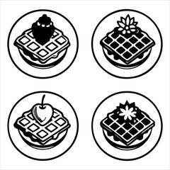 A Crispy Buttermilk Waffles Stack, the Sweet Treat with Grid Pattern Pockets, Generously Topped with Fresh Fruit, Whipped Cream, and Powdered Sugar for Weekend Brunch