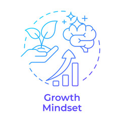 Growth mindset blue gradient concept icon. See challenges as opportunities to improve skills. Life competencies. Round shape line illustration. Abstract idea. Graphic design. Easy to use in article