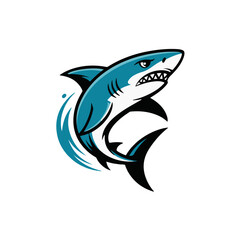 Naklejka premium Vector illustration of a cartoon shark isolated on white, great for a sea animal icon, logo, or tattoo art
