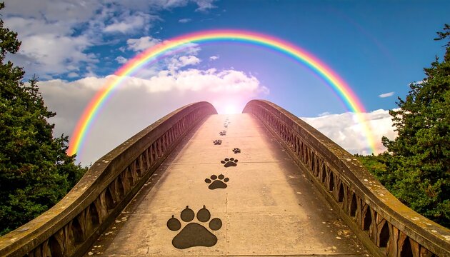 Bridge to rainbow, pet paw prints
